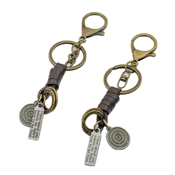 Woven leather keychain handmade