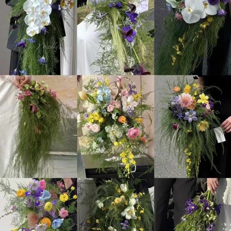 新娘结婚纱摄影道具家居台面花艺自然风森系|瀑布手捧花|热卖|undefined