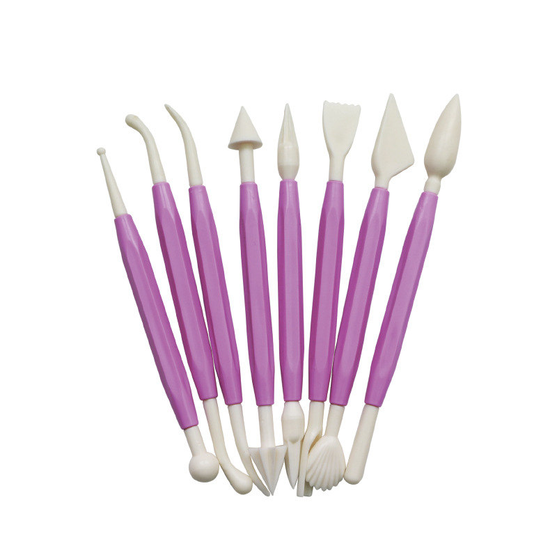 Fondant talla conjunto de herramientas de juego de 8 piezas conjunto de color al azar para hornear DIY arcilla que forma la Herramienta 8-head pen Set