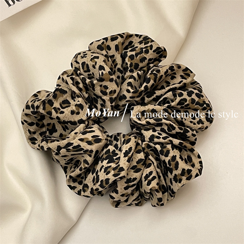 Coreano tocado 2024 nuevo estilo de alta sensación red adornamiento de cabello rojo cuerda de cabello femenina cuerda de cabello de leopardo anillo de cabello de intestino grande