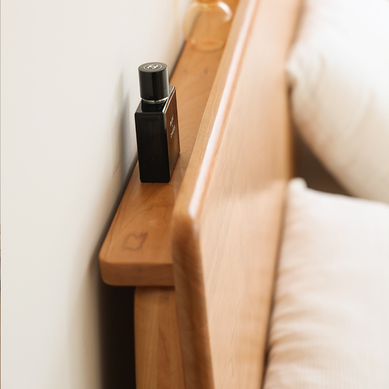 光阴樱桃木北欧床1.8m原木家具卧室现代简约日式橡木单双人实木床