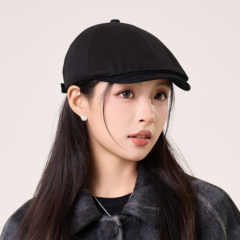 韩版复古雅痞风前进帽子日系文艺早秋气质百搭显脸小短檐贝雷帽女|undefined