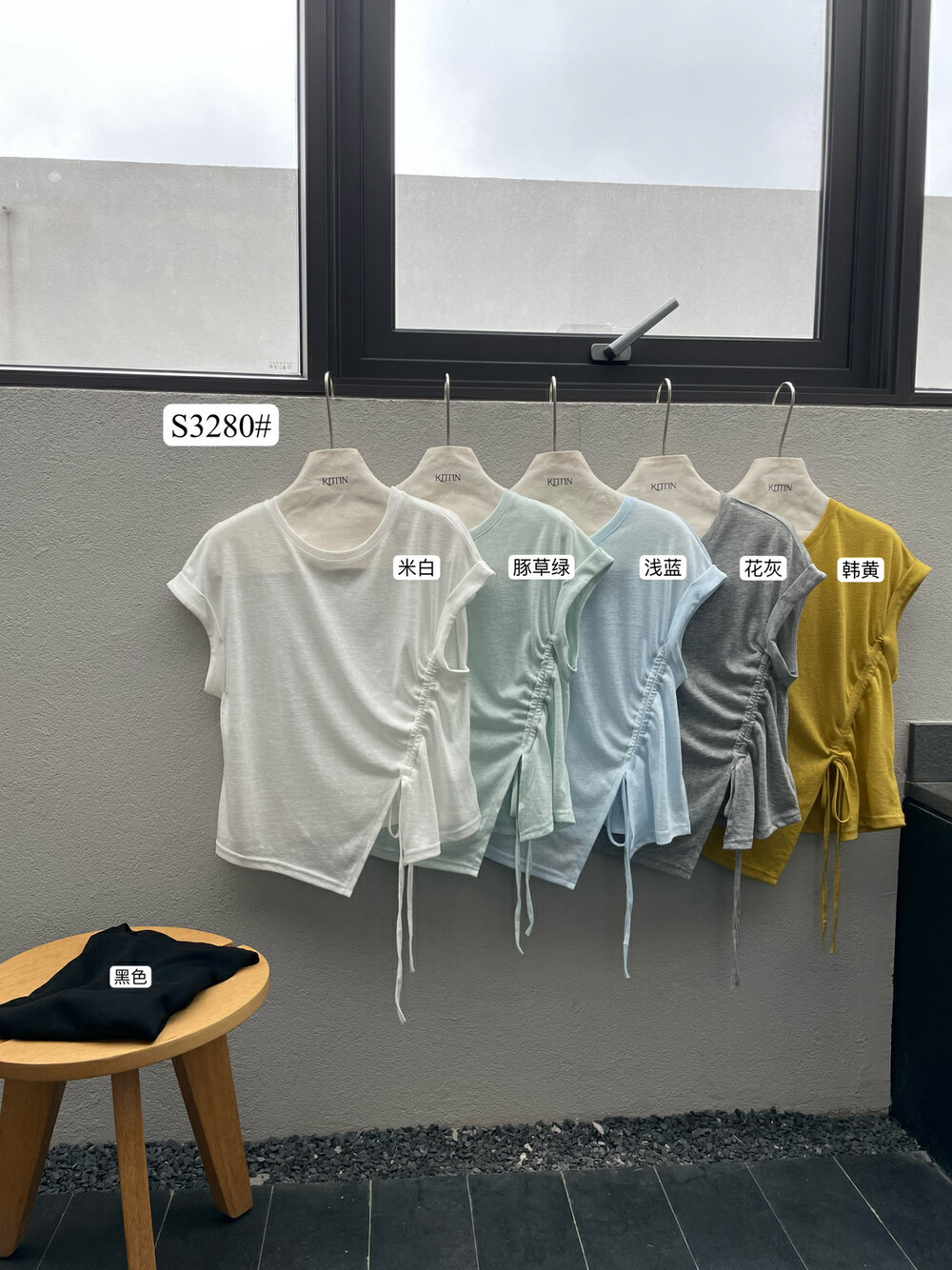 Liquidación, sin devoluciones ni cambios, camiseta de manga corta con cordón de algodón y lino con diseño de copo de nieve de estilo coreano para mujer, top de verano 2025.