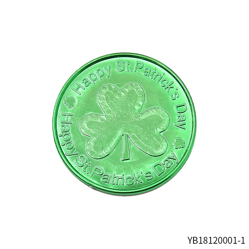 Día de San Patricio irlandés decoración trébol moneda color sólido día irlandés juguete moneda