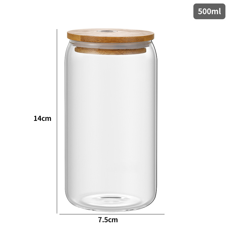 Transfronterizo Amazon 16oz borosilicato Coca-Cola taza resistente a altas temperaturas bebida de vidrio bebida fría jugo leche taza de té cubierta de Bambú