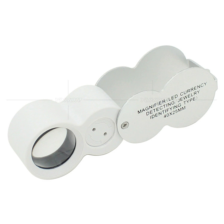 Складной со светодиодной подсветкой УФ-детектор денег 40X25MM портативная идентификация антикварные украшения Нефритовое металлическое увеличительное стекло