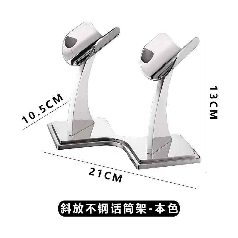 Estante de micrófono de acero inoxidable - color natural del estante de micrófono inclinado