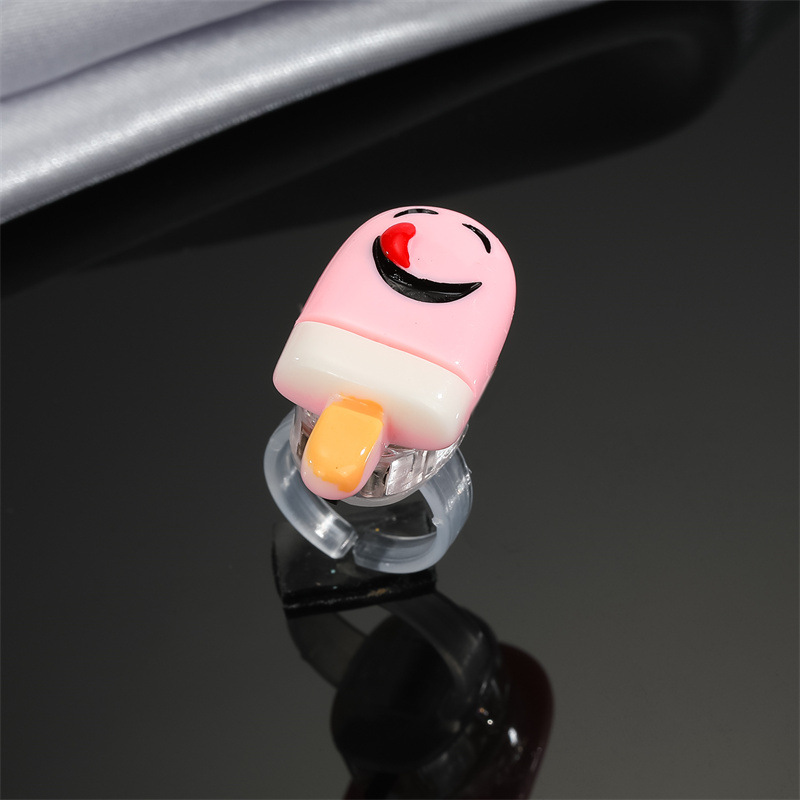 Cross-border Cute Cake Luminous Ring Creative Cartoon Children's Toy Ring Adjustable Index Finger Ring display picture 5