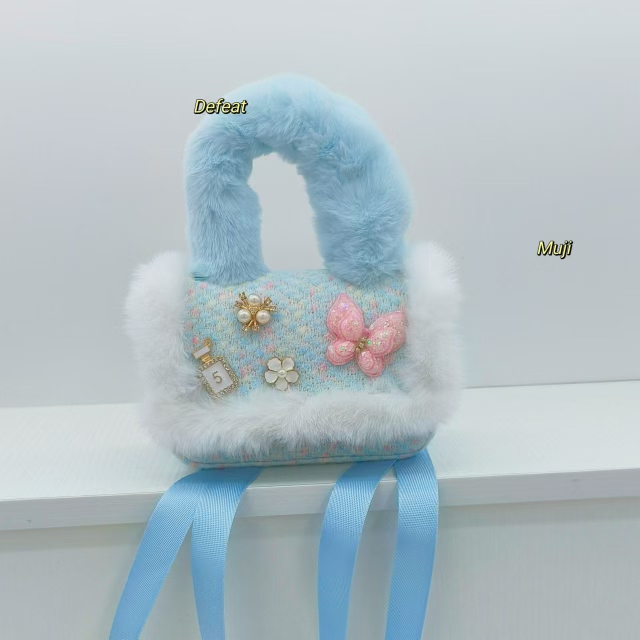 Bolso de peluche de estilo extranjero, bolso de hombro, bolso de accesorios para bebés de niña, bolso de cambio, bolso de moda