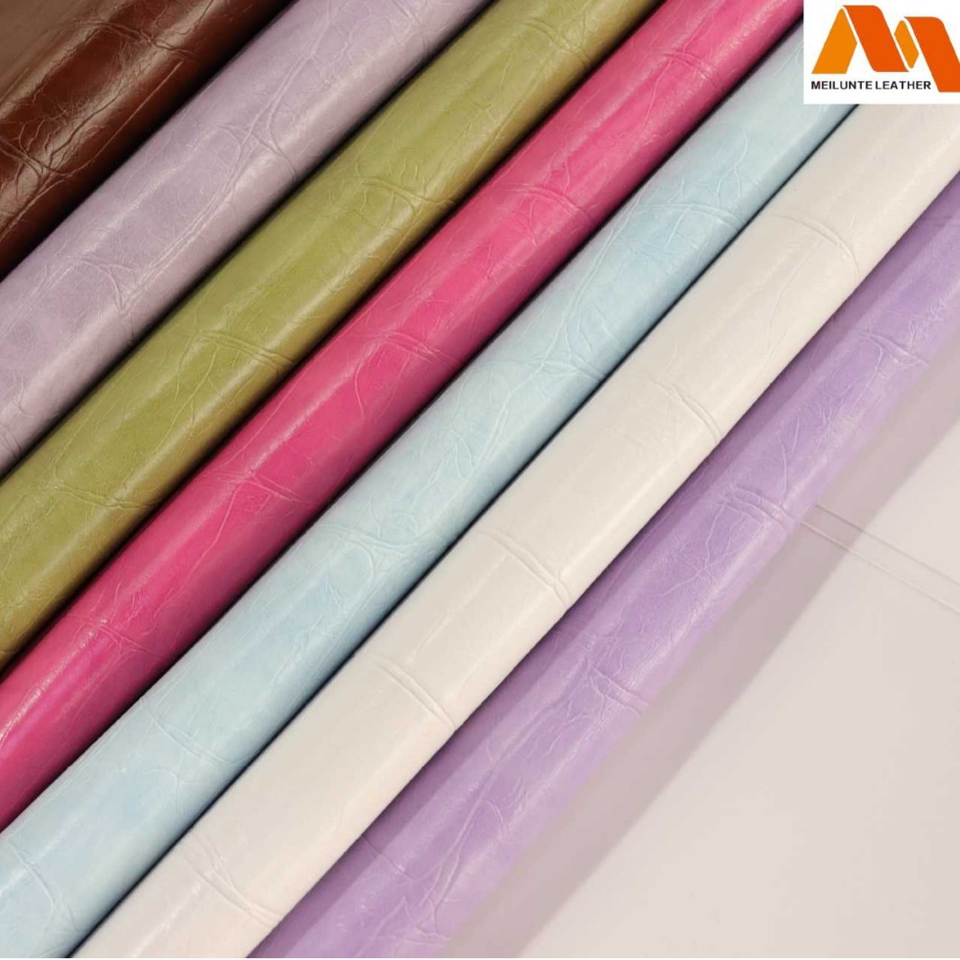 厂家直销现货批发大鳄鱼纹PU大石头纹鞋材箱包手袋家居软包沙发革