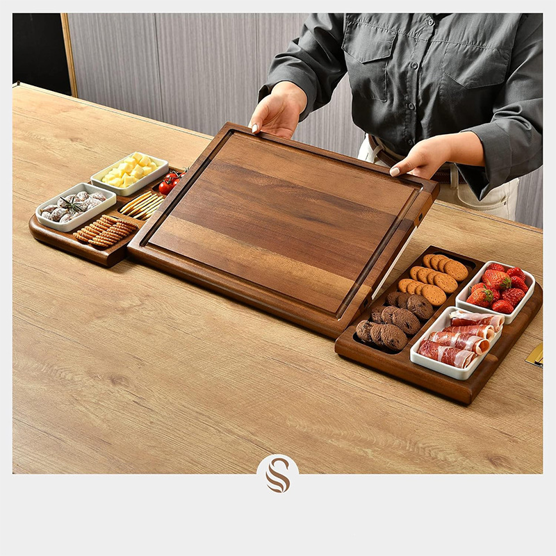 Tablero de queso de madera al por mayor, tabla de queso, tabla de cortar, antibacteriano y a prueba de moho, tabla de cortar para el hogar, bandeja de tabla de cortar, lujo ligero y avanzado