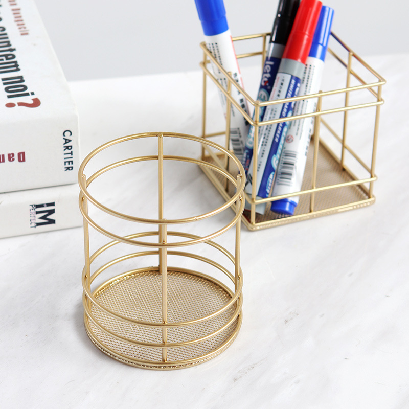 재고 도매 노르딕, 창조적 인 라운드 데스크탑 사무실 문구 메이크업 브러시 스토리지 아마존 금속 펜 홀더