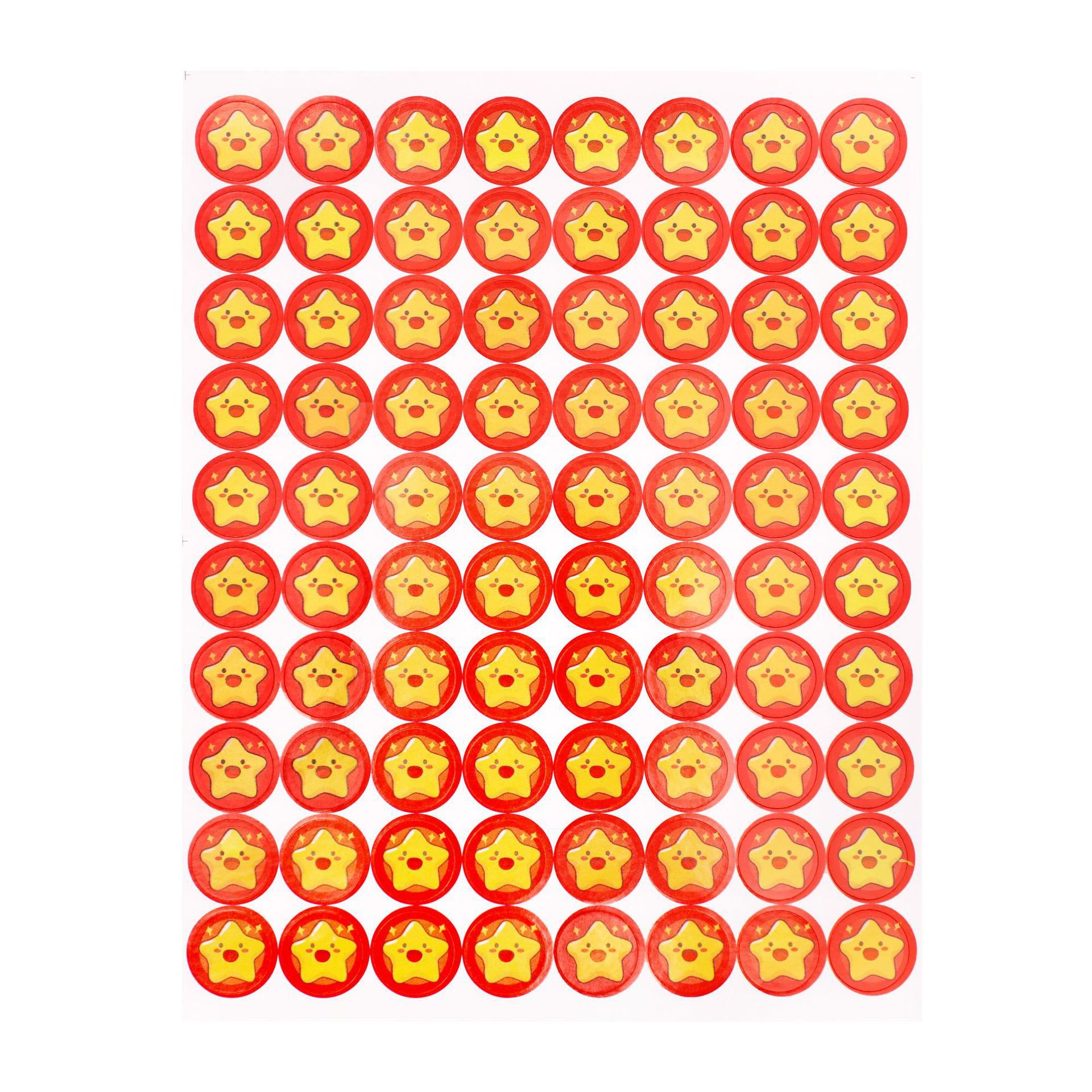 Pequeñas pegatinas de recompensa de flores rojas, pegatinas de caras sonrientes para niños y estudiantes, elogios de autodisciplina, pegatinas de dibujos animados para bebés de jardín de infantes