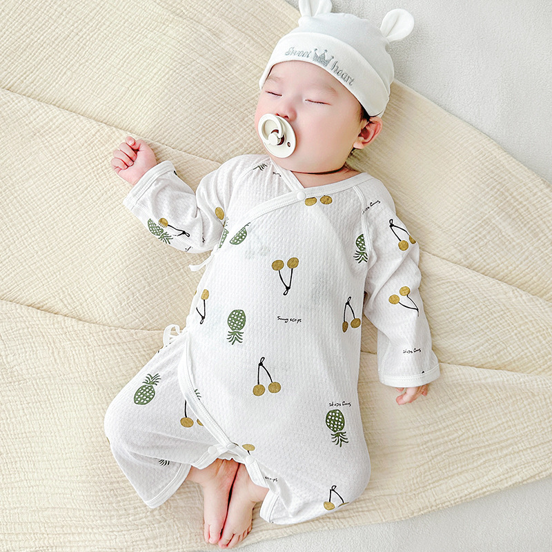 Ropa de bebé recién nacido de verano algodón recién nacido 0 estilo delgado de marzo vestido de verano de monje de manga larga vestido de mariposa de bebé de una pieza image 9