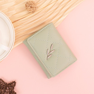 Cross-Border Short 70% off Wallet for Women Wholesale Simple Quilted Embroidered Coin Purse Pu Multi-Card Slot Card Holder Versatile
