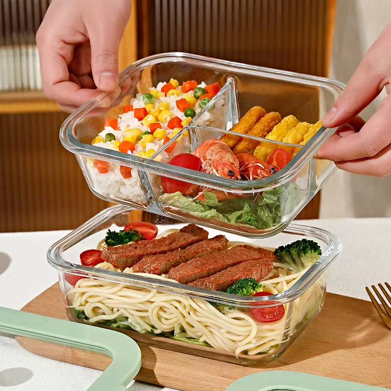 耐高温玻璃餐盒上班族带饭专用饭盒套装餐盒家用玻璃碗加厚保温