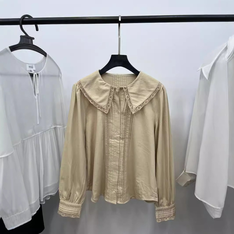 Taillist Heavy Industry Pleated Lace Stitching Large Lapel Cardigan Shirt Taillist Heavy Industry Pleated Lace Stitching Large Lapel Cardigan Shirt