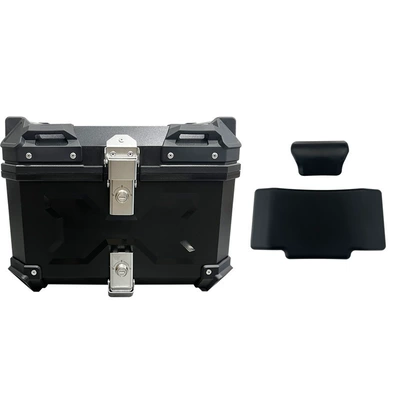 Abs Plastic Motorcycle Trunk — Motorcycle trunk - 45l-double-lock-x-model-black-silver-lock-backrest