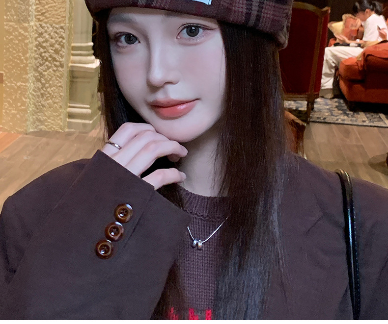 Britisches kariertes Barett, Herbst/Winter, Damen, Katzenohren, niedlich, achteckig, modisch, vielseitig, Malerhut_voghion.com