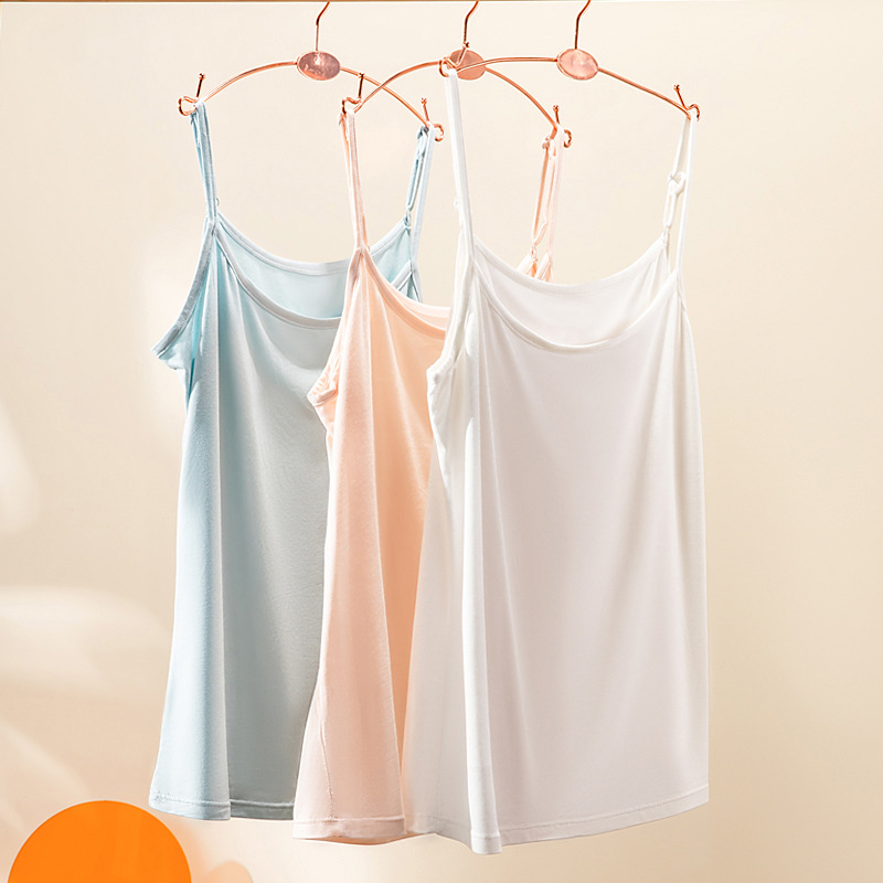 New Style Ladies and Girls Modal Cotton Sling Short Spring and Summer Bottoming Sleeping Outer Wear Comfortable and Breathable Home