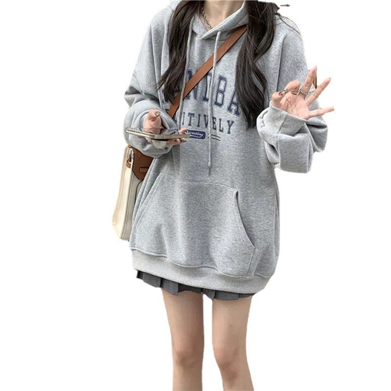 加绒加厚连帽卫衣女秋冬2025新款宽松韩版时尚学生外套长袖上衣潮|undefined