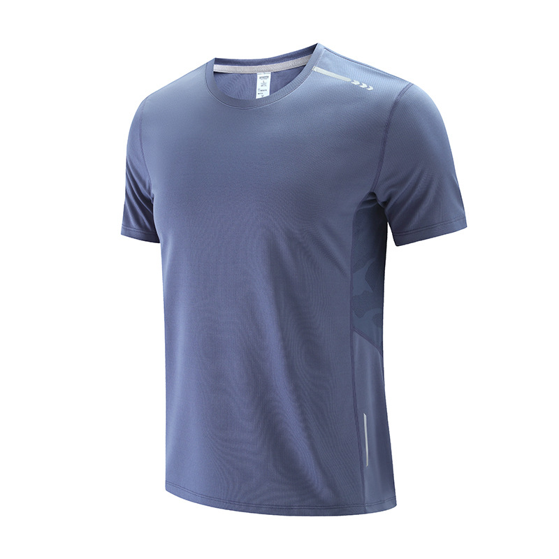 Deportes de verano ocio al aire libre ropa de secado rápido para hombres y mujeres cuello redondo manga corta suelta más tamaño grupo corriendo camiseta de seda de hielo L