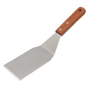 Wooden Handle Stainless Steel Pancake Spatula, Pizza Spatula for Baking Pancakes, Steak Hand Cake Kitchen Cooking Spatula