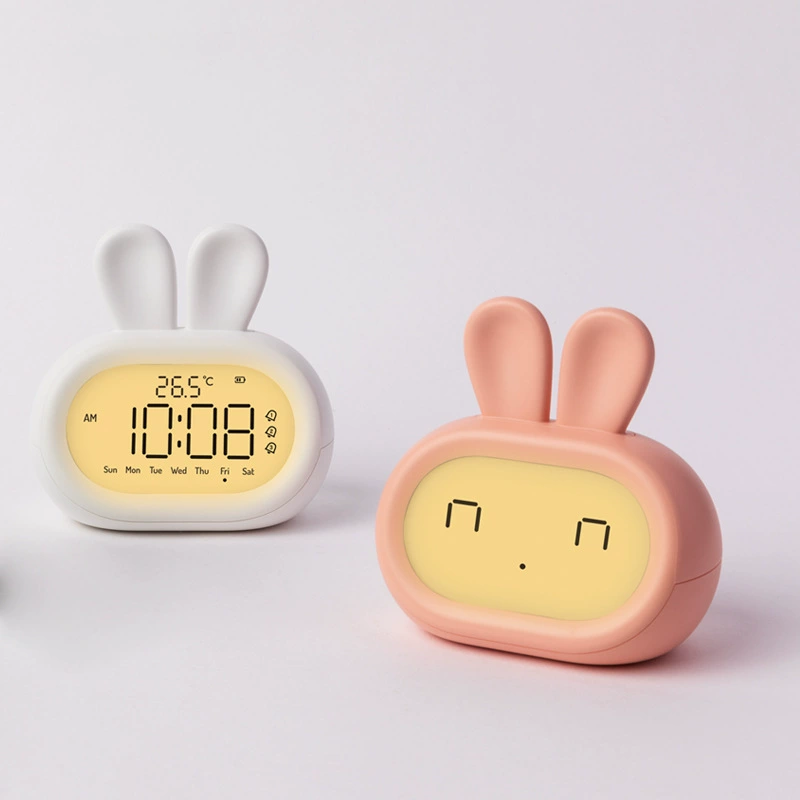 Креативный милый кролик будильник ночной свет у кровати