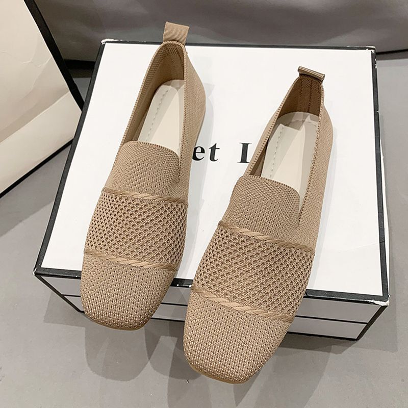 Cross-Border New Summer Breathable Fly-Knit Women's Shoes, Casual Shoes, Flat Shoes, Women's Single Shoes, Work Shoes, Lazy Shoes, Soft-Soled Shoes