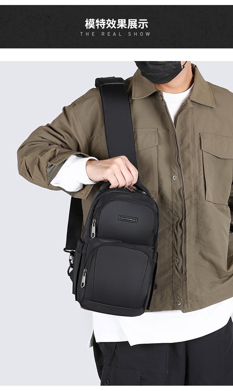 The new men's chest bag for the autumn of 2024, a trendy casual single-shoulder bag, a cross-border water-resistant rechargeable crossbody bag undefined