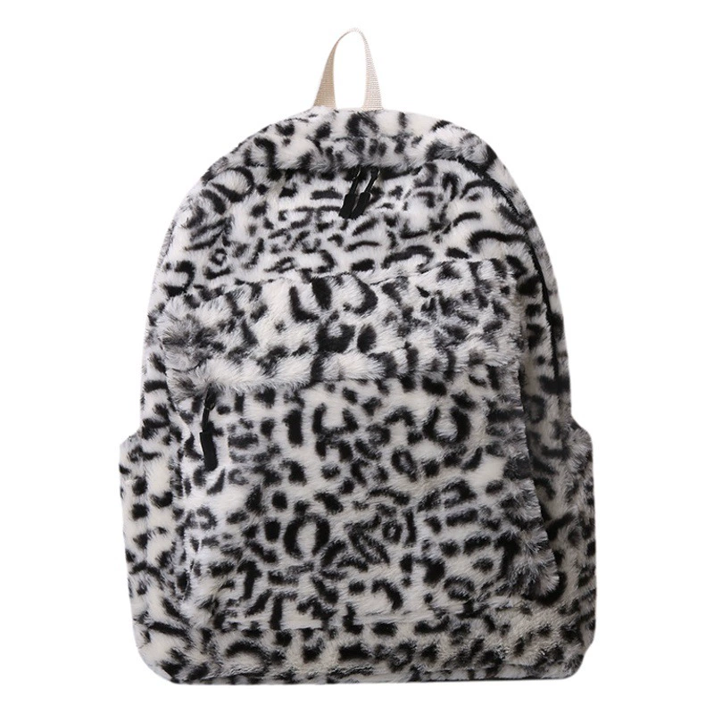 Модный рюкзак с леопардовым плюшевым принтом, женская зимняя новая простая пригородная Студенческая школьная сумка, женская сумка