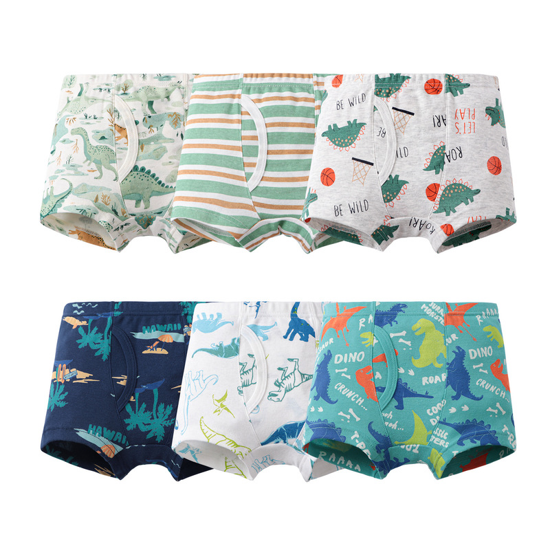 Amazon boys' underwear, ribbed pure cotton breathable children's all-cotton boxer briefs, dinosaur design, CPSC certified, exclusively for cross-border sales Amazon boys' underwear, ribbed pure cotton breathable children's all-cotton boxer briefs, dinosaur design, CPSC certified, exclusively for cross-border sales