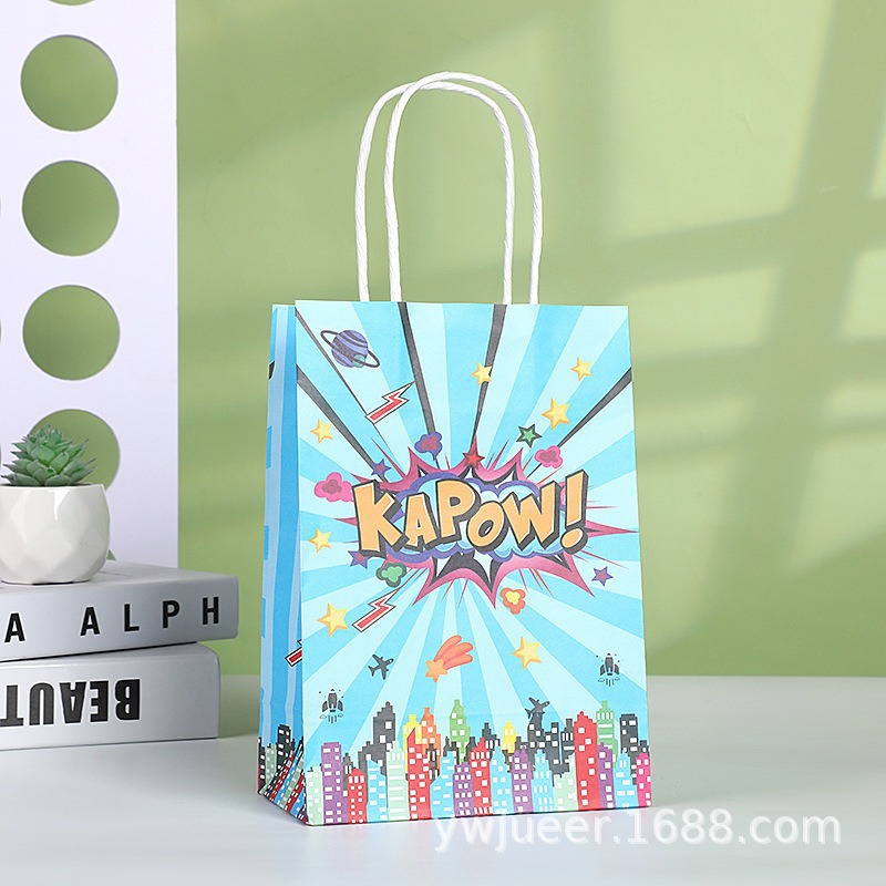 Bolsas de regalo de cumpleaños, bolsas de cartón cartón, bolsas de embalaje para llevar, bolsas de embalaje de regalo de fiesta para niños, bolsas de mano