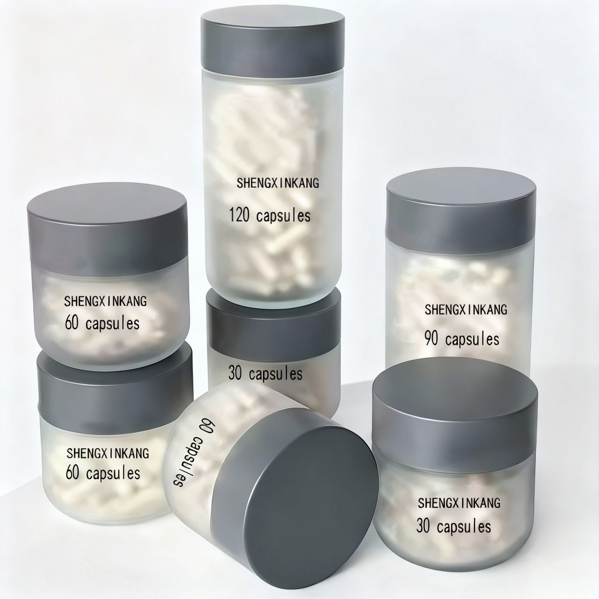 74001 保健品磨砂玻璃瓶60粒120粒胶囊瓶 跨境西班牙美白胶囊瓶