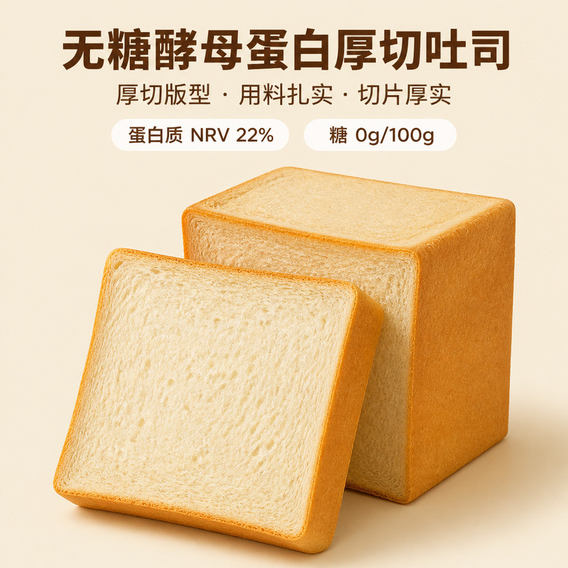 Sugar-free yeast protein thick-cut toast 500g, wholesale and custom-made for commercial use Sugar-free yeast protein thick-cut toast 500g, wholesale and custom-made for commercial use