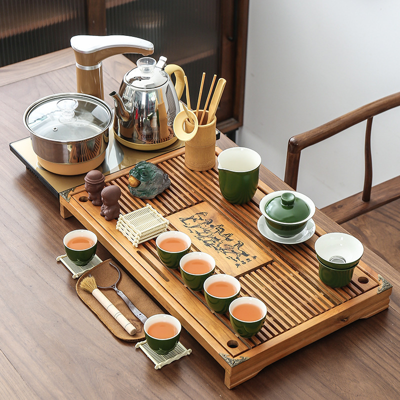 茶器セット家庭用全自動セット工夫茶杯紫砂茶道オフィス一体茶台実木茶盤|undefined