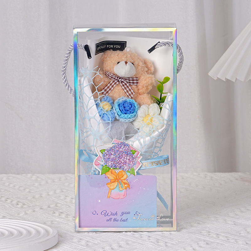 블루~미니 울 장미+곰+입체카드