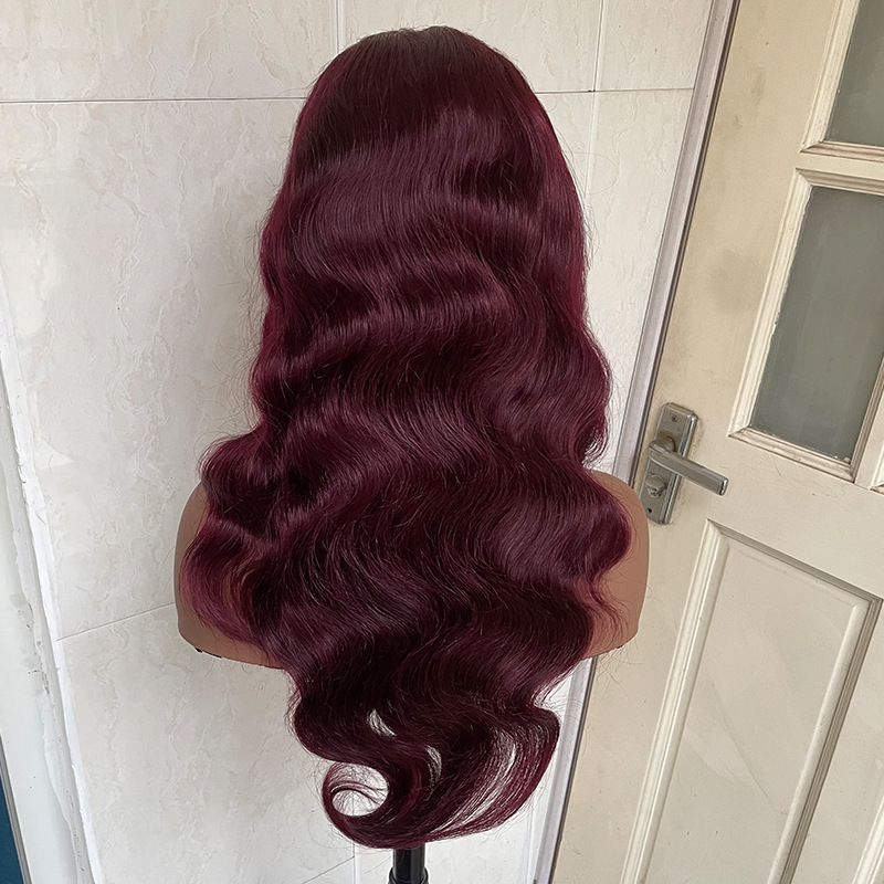 13x4 Lace Front Body Wave Wig Tapa delantera de encaje rojo oscuro oscuro Burgundy