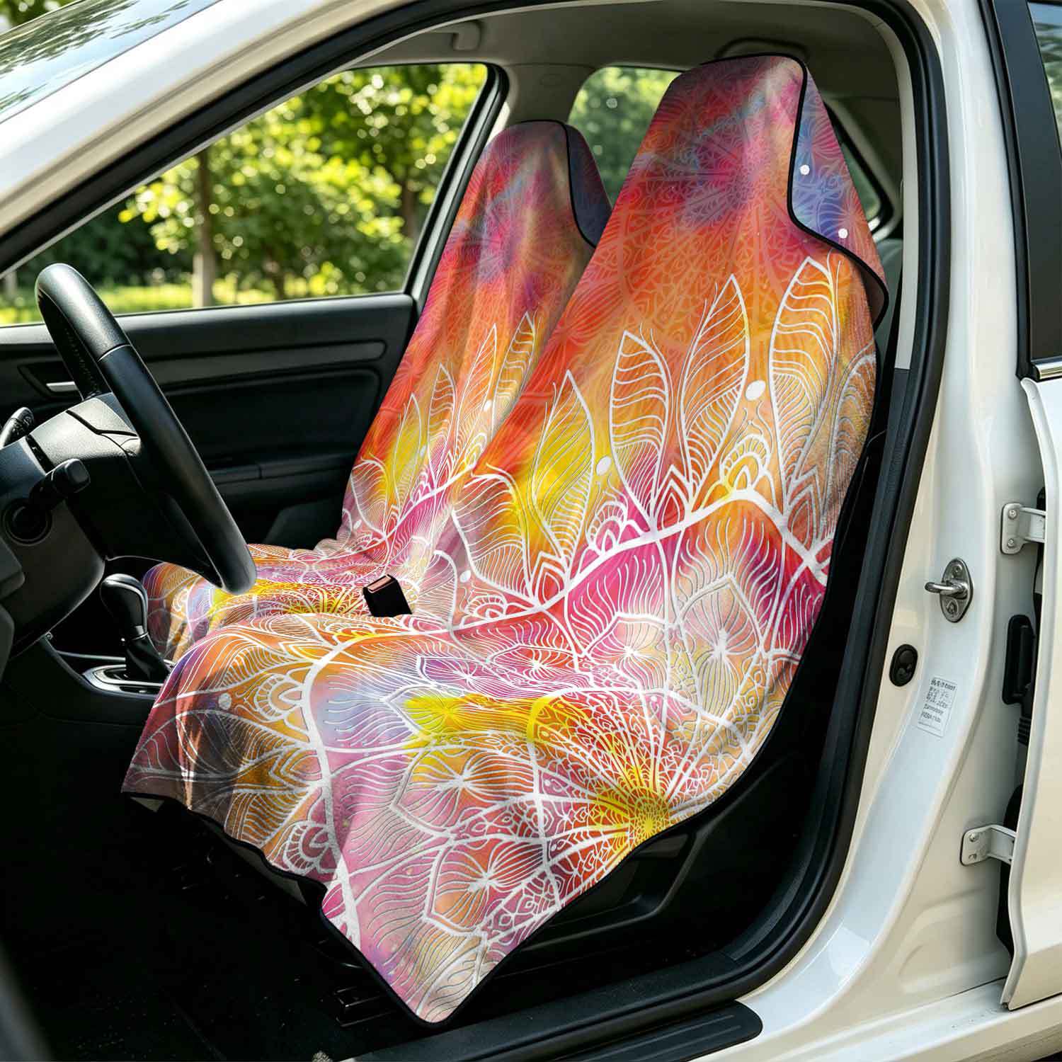 2-piece dual-use car seat cover, ultra-fine fiber, can be used as a beach towel, printed car protective seat cover 6