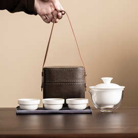 羊脂玉白瓷旅行茶具一壶三杯快客杯 企业学校礼品活动会议伴手礼