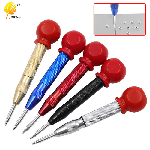 Striker window breaker style punch with handle automatic center punch marking starting hole positioning marker