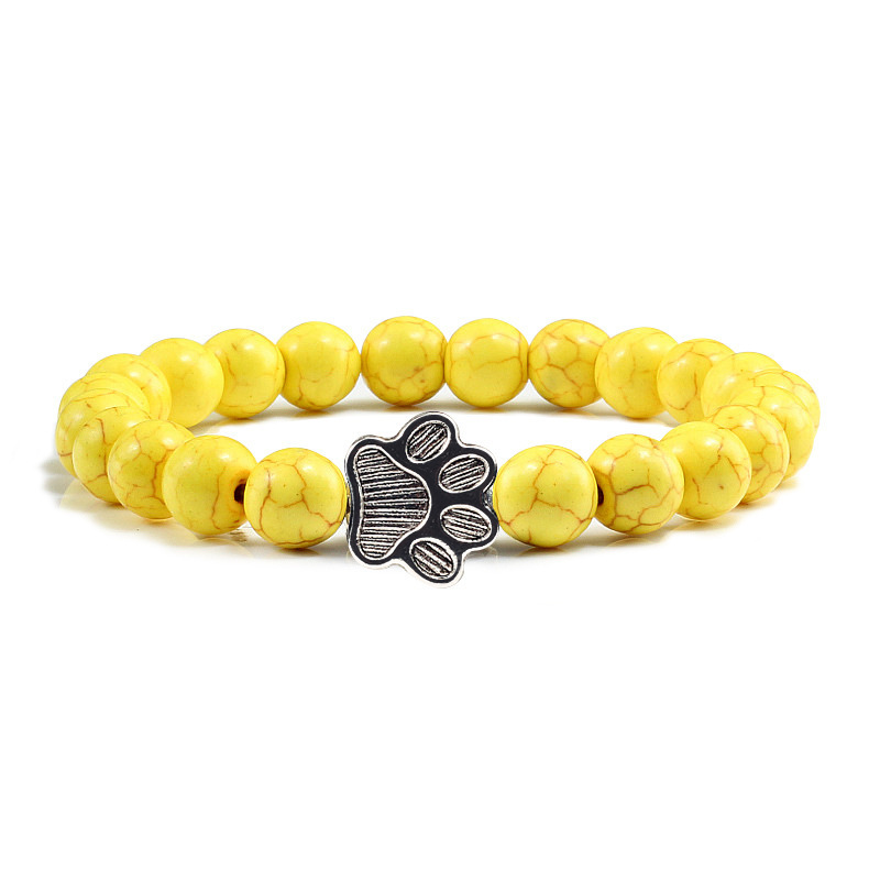 Verstelbare turquoise kralenarmband voor dames met kattenpoot_voghion.com