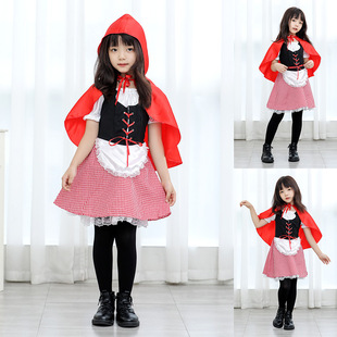 Cross-Border Halloween Kidsren's Costumes Girls Cos Cute Little Red Hat Costumes Party Skirt Performance Clothes