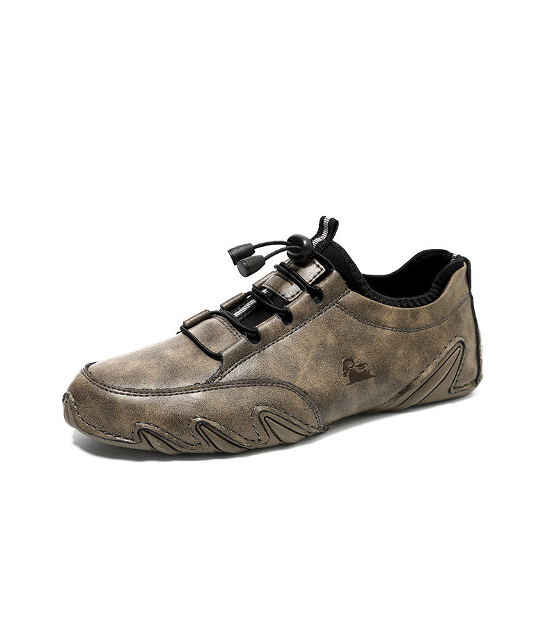 Giày lười nam da thật cổ thấp mũi tròn, đế cao su gót thấp 1-3 cm — G6613 kaki, G6613 màu đen chi tiết 25