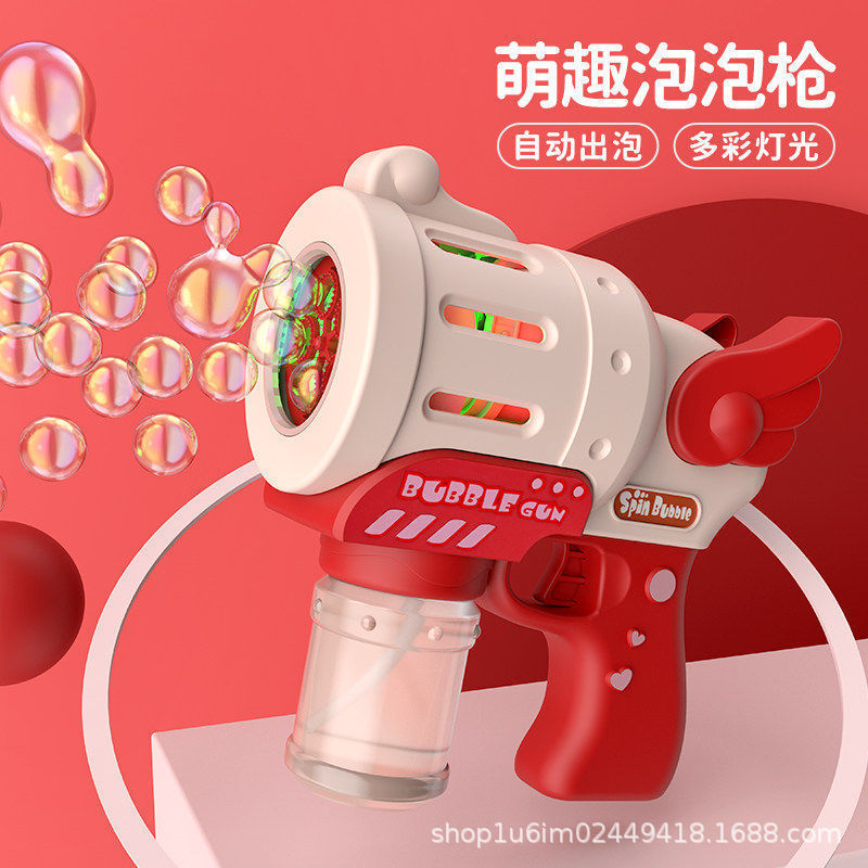 小红书天使泡泡机婚礼用灯光不漏水全自动网红电动泡泡枪儿童玩具|undefined