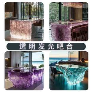Bar Internet Celebrity B&B Light Luxury Luminous Island Transparent Resin Crystal Dining Table Style Creative Dining Table