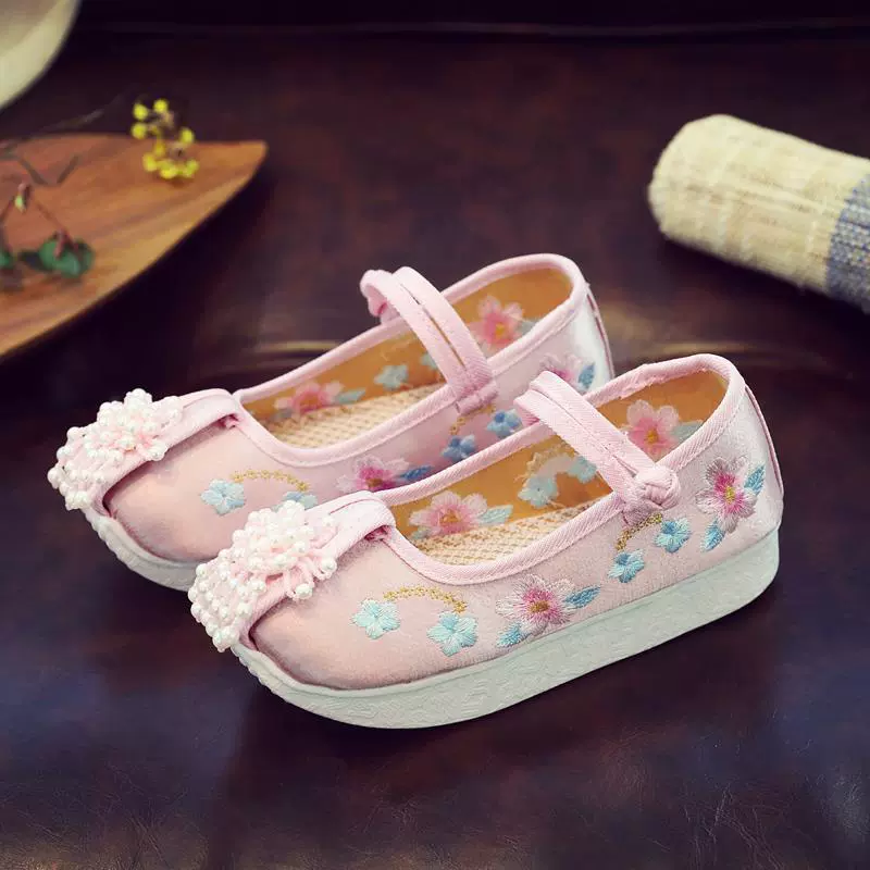 617-01 Детская вышитая обувь Весенняя новая обувь из ткани