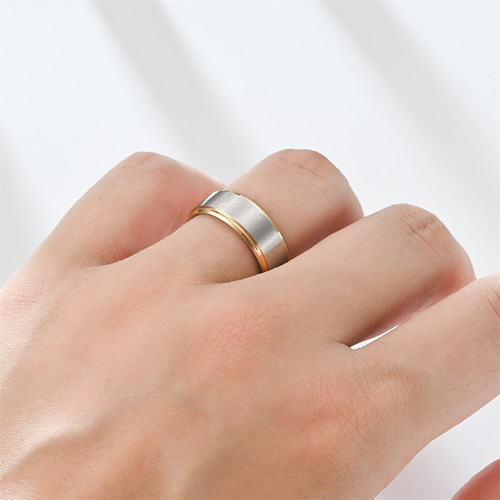  European and American fashionable personalized 8MM two-color aperture ring personalized tail ring manufacturer direct sale