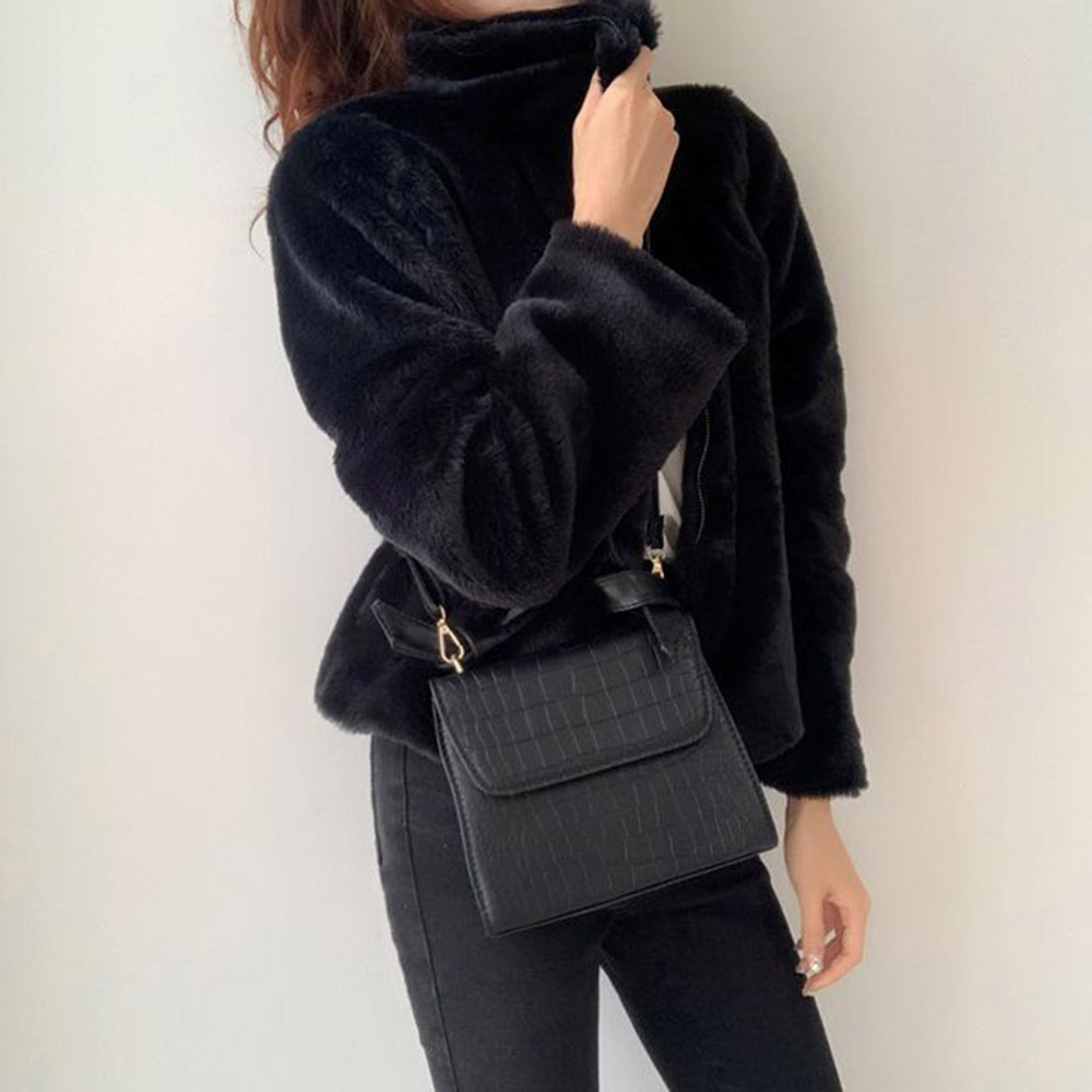 Damen Revers verdickter warmer Plüschmantel Kunstpelzmantel_voghion.com