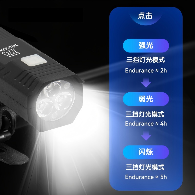 クロスボーダー USB 充電式自転車ヘッドライトテールライトコンビネーションハイライトナイトライディングライト子供用自転車ミニ照明|undefined